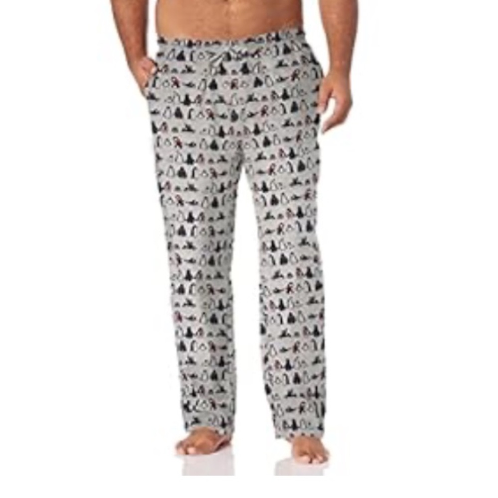 Men’s Pajama Pants Bottoms Penguin Flannel Relaxed Small